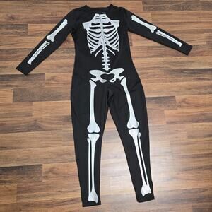 Tipsy Elves One Piece Skeleton Jumpsuit Adult Large Costume Halloween Metallic